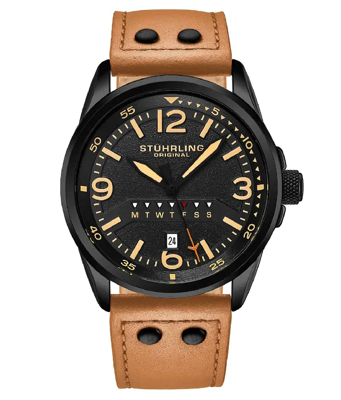 Black Dial / Black Case / Tan Leather Strap Black Tang Buckle