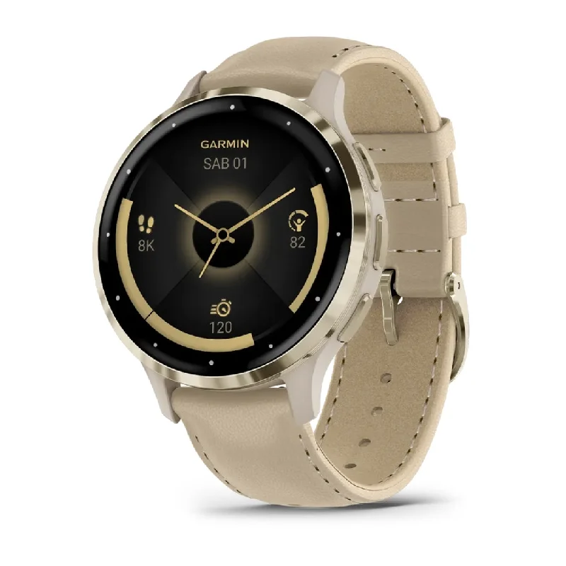 Women's Mechanical Watch Supplier-Orologio Garmin Venu 3S French Gray pelle 010-02785-55