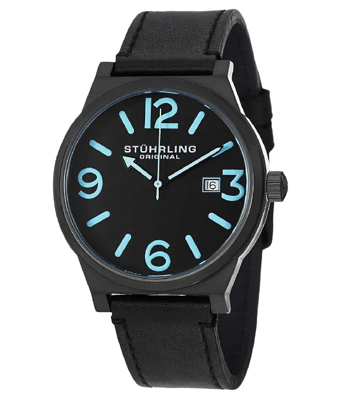 Black Dial / Black PVD Case / Black Leather Strap Black PVD Tang Buckle