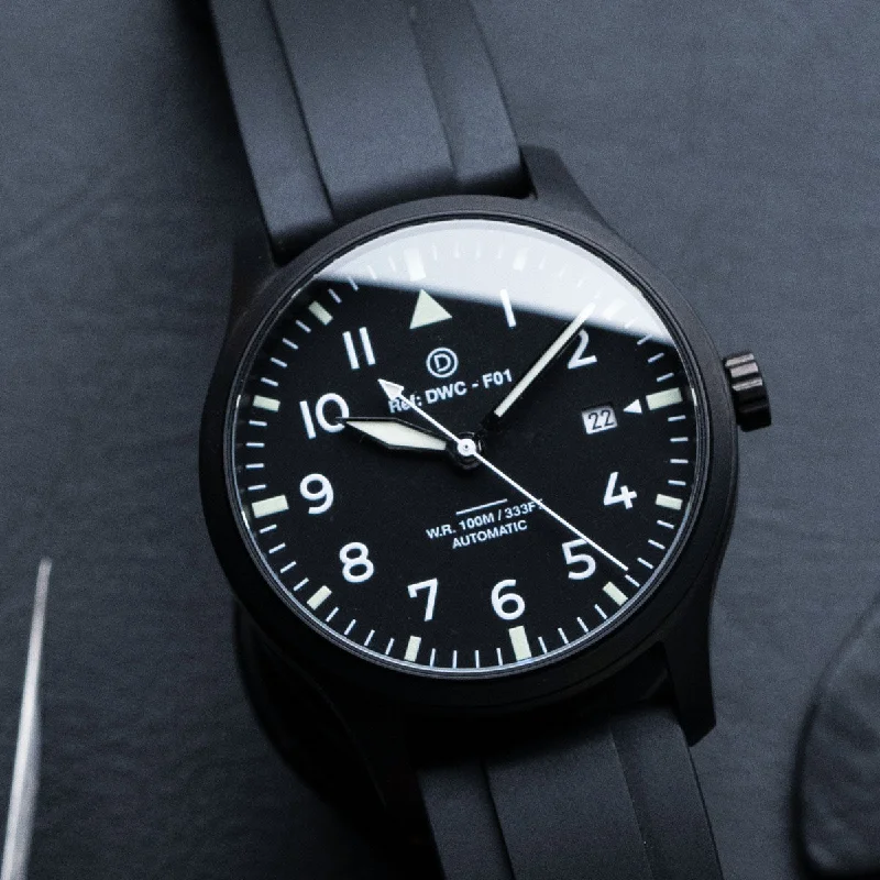 Men's Field Watches Styles-DIY Watchmaking Kit | PVD Black 40mm Pilot Watch with date | F01 (Standard Lume) Men's Field Watches Styles-DIY Watchmaking Kit | PVD Black 40mm Pilot Watch with date | F01 (Standard Lume)