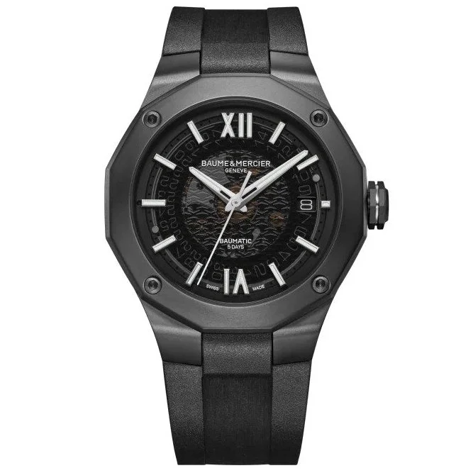 Men's Swiss Watch Discount-Baume & Mercier Men's Black Riviera Watch 10617