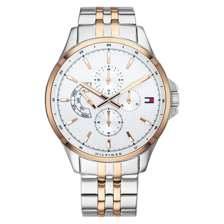 Men's Unique Shape Dress Watches-Tommy Hilfiger 1791617 Men's Shawn Two-Tone Chronograph Watch