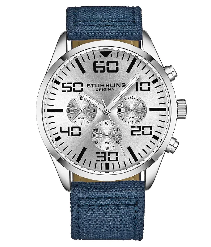 Silver Dial / Silver Case / Blue Nylon Strap Silver Tang Buckle