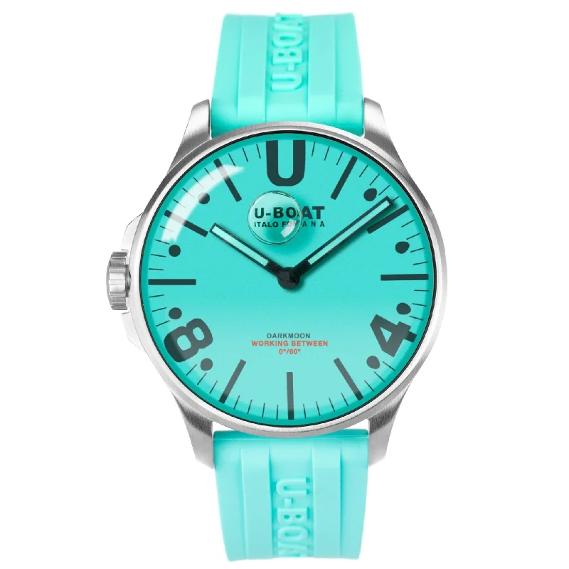Men's Christmas Gift Design Dress Watches-U-Boat 8966 Men's Darkmoon 44mm Aquamarine SS Watch