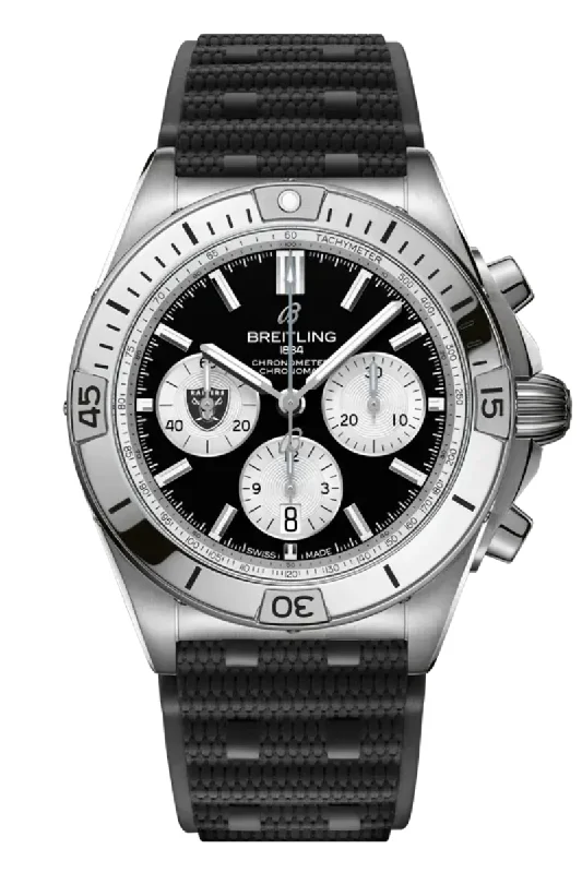 Men's Wedding Style Dress Watches-Breitling Chronomat B01 42 Las Vegas Raiders NFL Edition AB01342B1B1S1