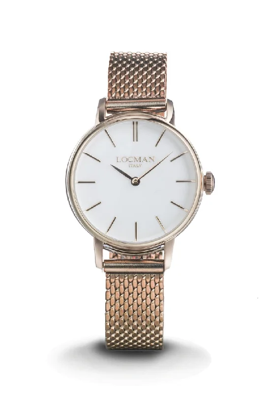 Women's Everyday Wear Style Mechanical Watches-Locman 1960 donna bianco dorato rosa maglia milano 0253R08R-RRWHRGBR Women's Everyday Wear Style Mechanical Watches-Locman 1960 donna bianco dorato rosa maglia milano 0253R08R-RRWHRGBR