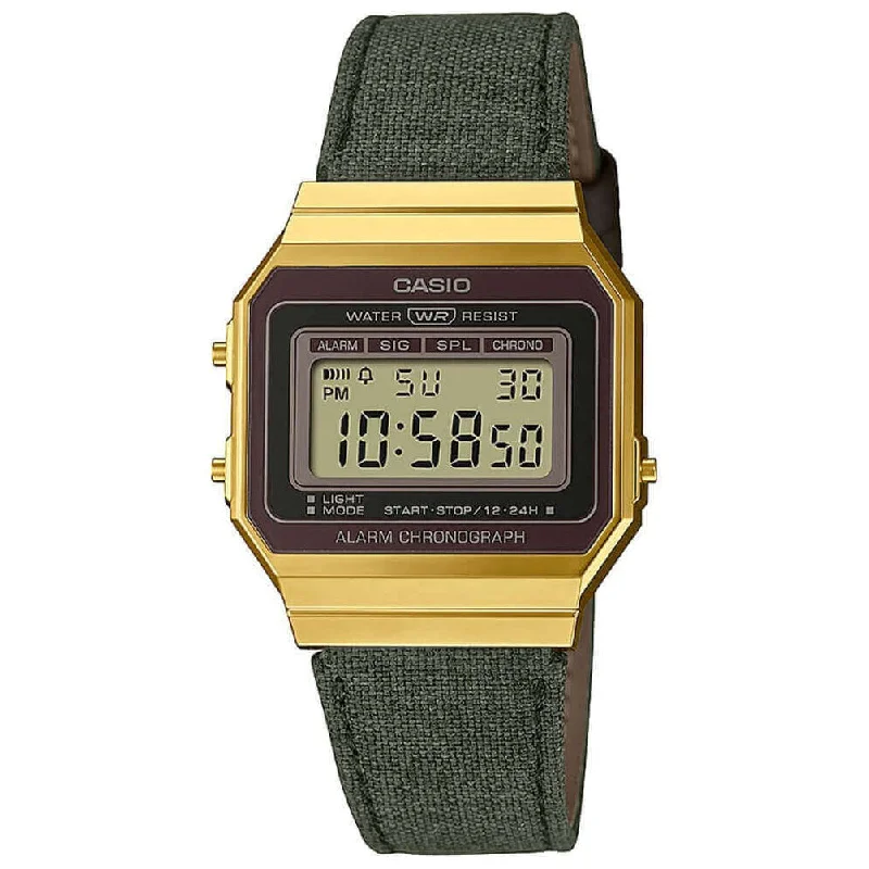 Unisex Romantic Dinner Style Watches-Casio Retro Vintage A700 Unisex Green Watch A700WEGL-3AEF