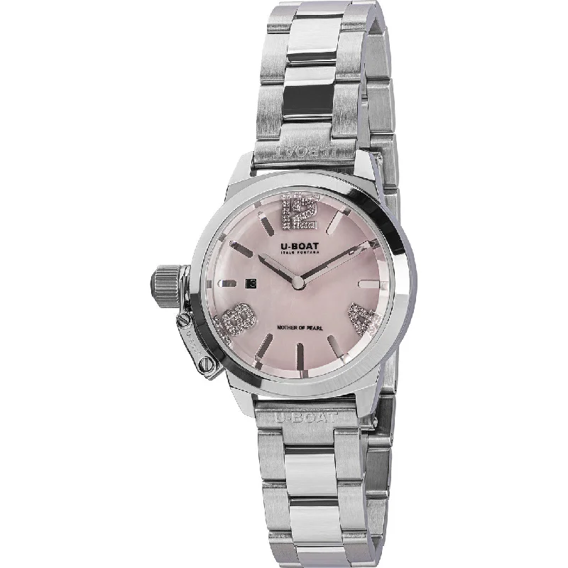 Men's Classic Design Men's Watches-U-Boat 8898 Classico 30 Pink Mother Of Pearl Ladies Watch
