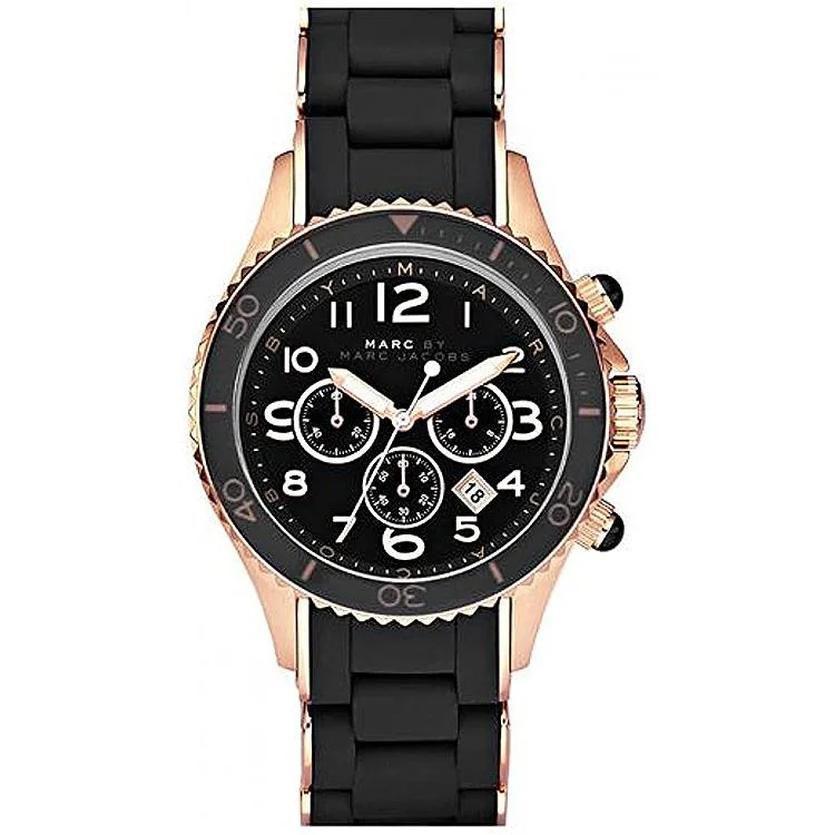 Men's Valentine's Day Style Dress Watches-Marc Jacobs MBM2553 Ladies Pelly Black Dial Rose Gold Watch