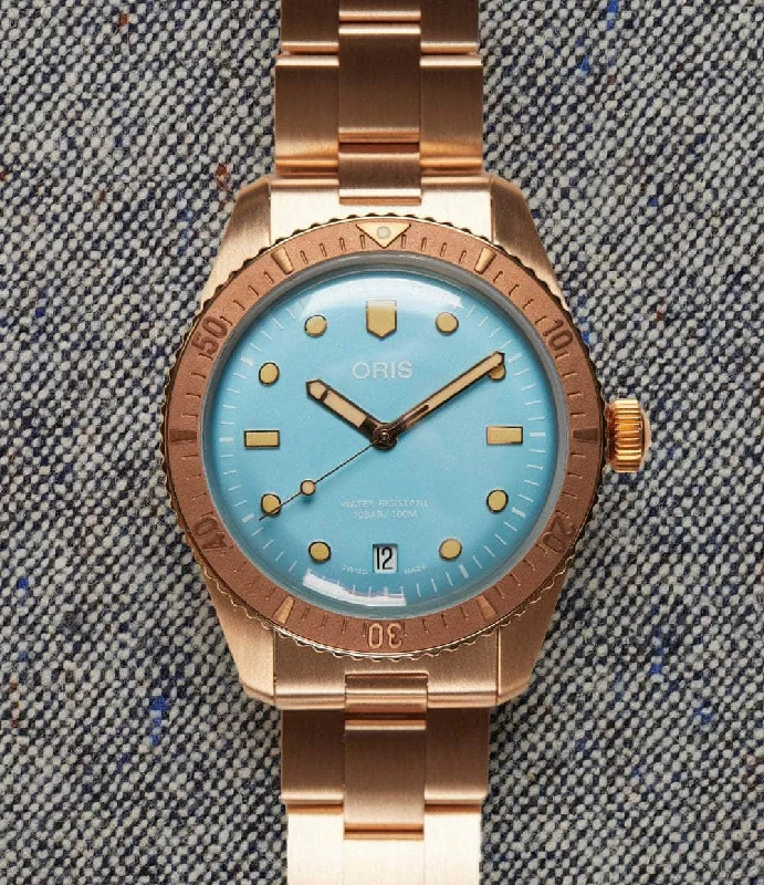 Men's Dive Watches with Leather Strap -Divers Sixty-Five ‘Cotton Candy’