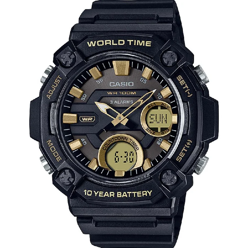 Mens Rectangular Case Smart Watches-Casio AEQ120W-9A Sports