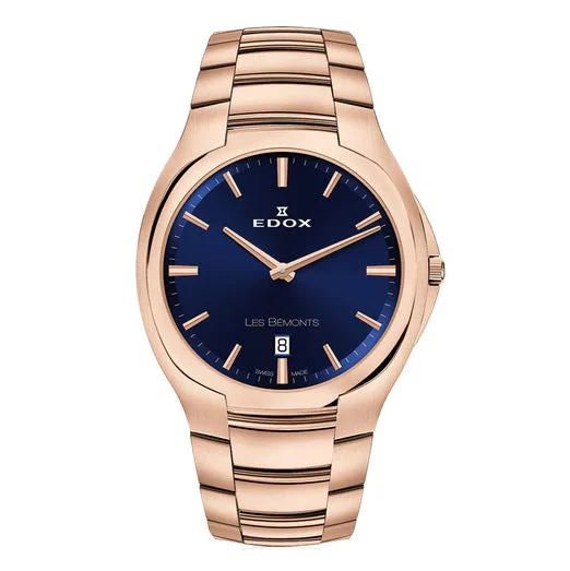 Men's Swiss Limited Edition-Edox Les Bèmonts Men's Rose Gold Blue Watch 56003-37R-BUIR Men's Swiss Limited Edition-Edox Les Bèmonts Men's Rose Gold Blue Watch 56003-37R-BUIR