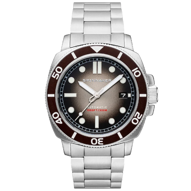 Affordable Luxury Men's Dive Watches -Spinnaker Harvest Brown Hull Diver Automatic Watch SP-5088-44
