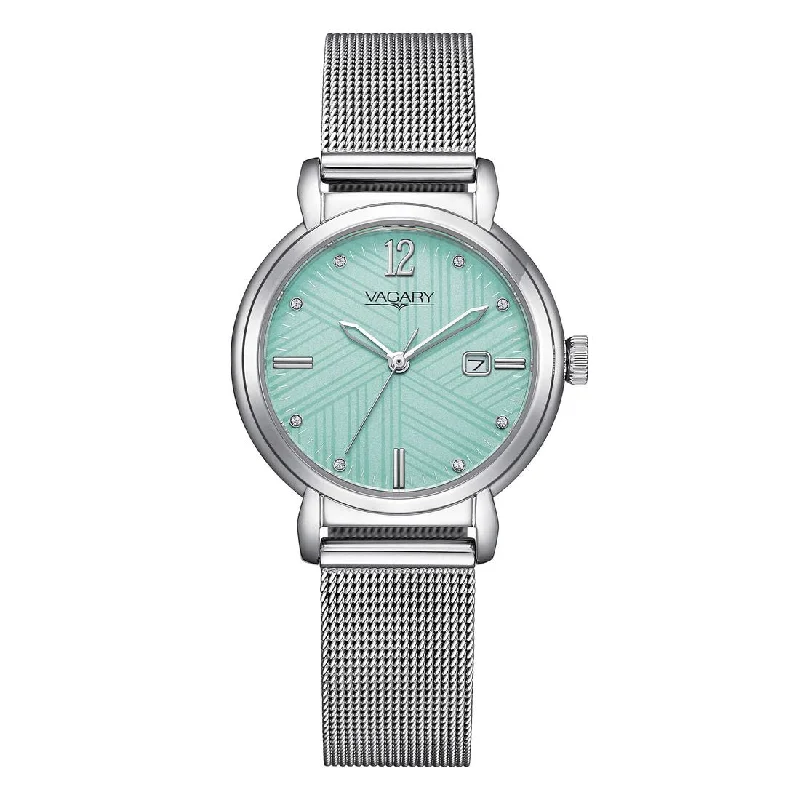 Women's Mechanical Watch French Made Edition-Orologio Vagary Flair da donna turchese acciaio IU3-410-73