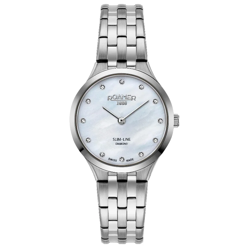 Men's Medium Size Style Men's Watches-Roamer 512847 41 89 20 Slim-Line Classic Ladies Silver Watch
