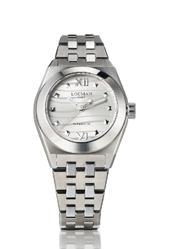 Women's European Made Style Mechanical Watches-Locman Stealth Titanio donna argento sunray 0225T06A-00AGNKB0