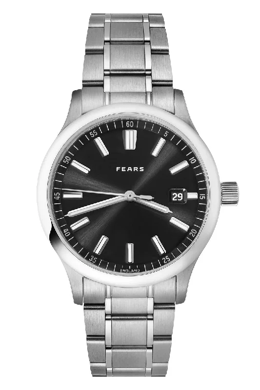 Men's Engagement Design Dress Watches-Fears Redcliff Date Raven Black