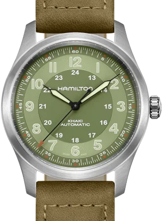Men's 5-Year Warranty Field Watches-Khaki Field Titanium Auto 38 Green Ref. H70205860