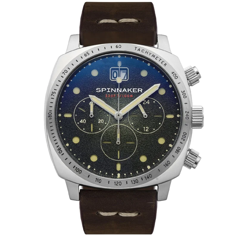 Men's Personalized Design Dress Watches-Spinnaker Men's Pine Green Hull Chrono Watch SP-5068-02