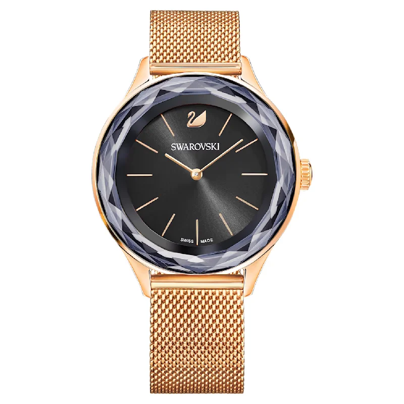 Men's Swiss Watch Store-Swarovski Watch Octea Nova Mini Rose Gold Black 5430424
