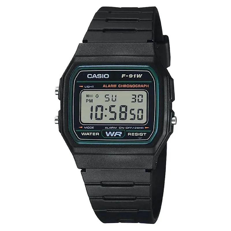 Men's Classic Watch Thick Case Edition-Casio Watch Classic Sports Digital Black/Green F-91W-3DG Men's Classic Watch Thick Case Edition-Casio Watch Classic Sports Digital Black/Green F-91W-3DG