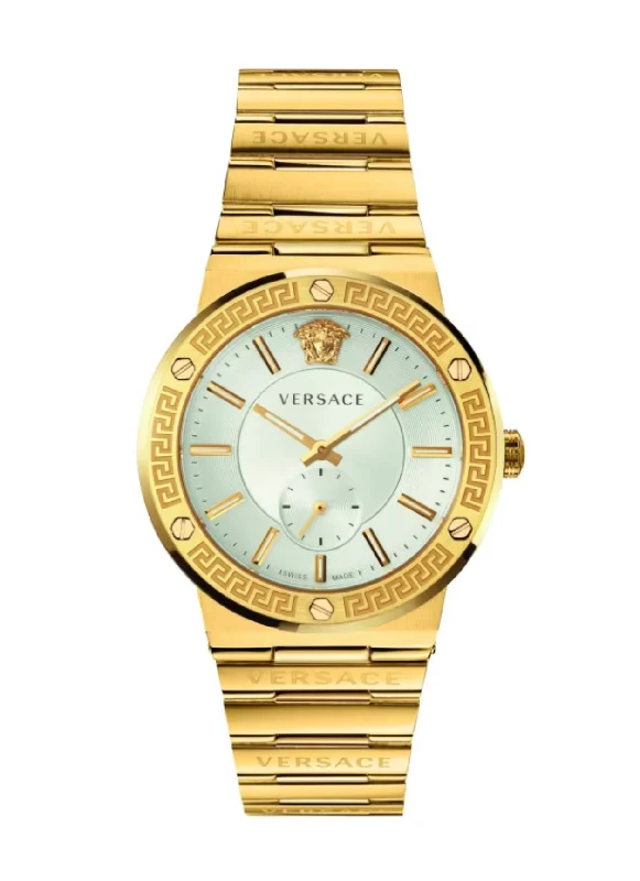 Men's Swiss Solar Powered Edition-Versace Watch Greca Logo Small Seconds Gold VEVI00520