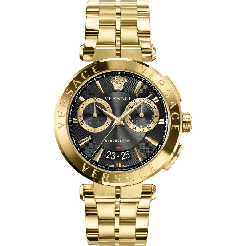 Men's Swiss Watch New Year's Eve Edition-Versace Aion Men's Chronograph Black Gold Watch VE1D02823