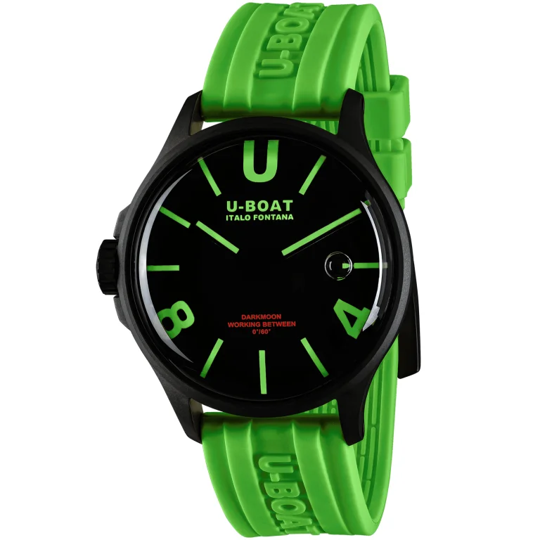 Men's Swiss Special Edition-U-Boat Watch Darkmoon 44 Green Curve Black PVD 9534/A