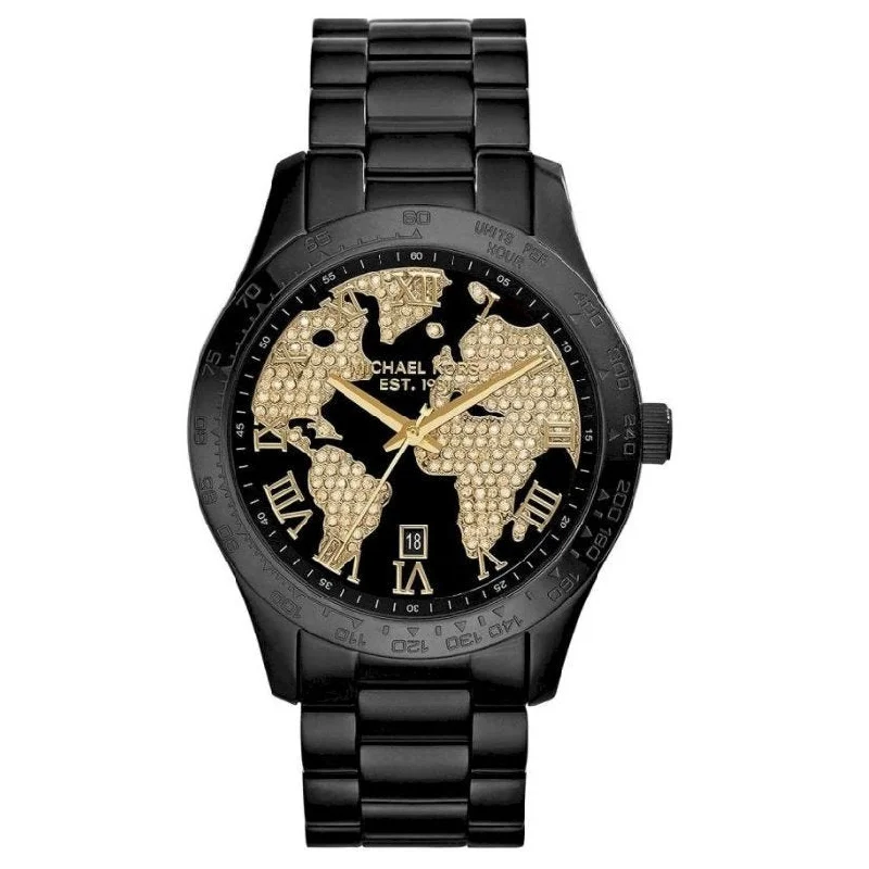 Men's Date Night Style Dress Watches-Michael Kors MK6091 Ladies Layton Black Pave Dial Watch