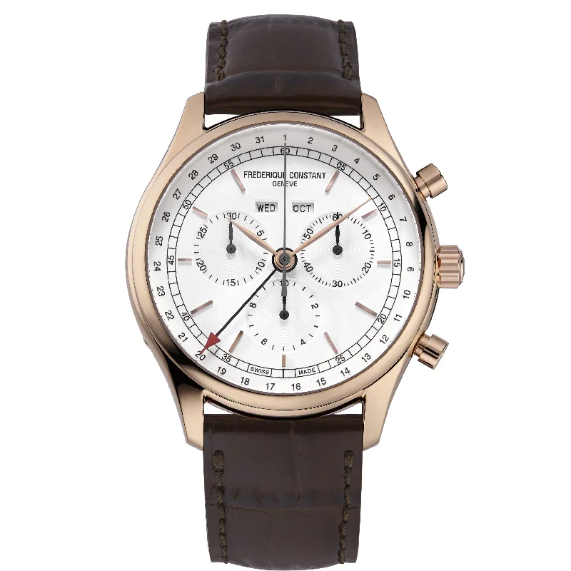 Men's German Made Style Men's Watches-Frederique Constant Men’s Fc Classic Chronograph Brown Watch  FC-296SW5B4