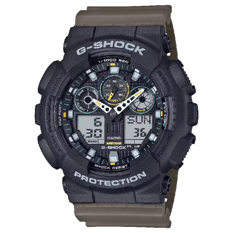 Men's Holiday Season Style Sports Watches-Orologio G-Shock GA-100TU-1A3ER nero e verde miltare