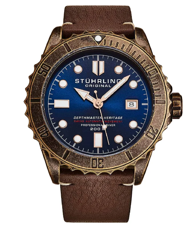 Blue Dial / Coppertone Case / Brown Leather Strap