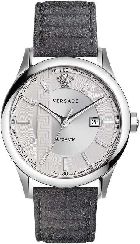 Men's Automatic Swiss Watches-Versace Men's Watch Aiakos 44mm Automatic Silver V18010017
