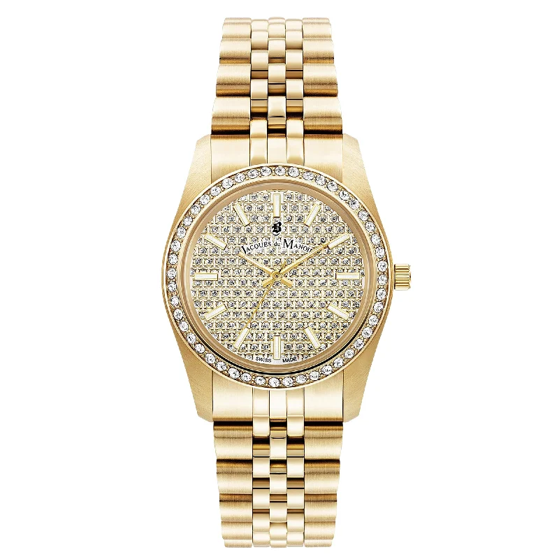 Men's British Made Style Dress Watches-Jacques Du Manoir Ladies Inspiration Glamour Gold Watch JWL01102