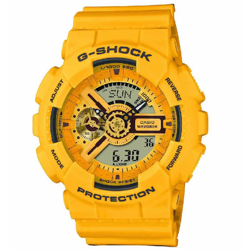 Unisex Romantic Dinner Design Watches-Casio G-Shock Men's Yellow Watch GA-110SLC-9AER