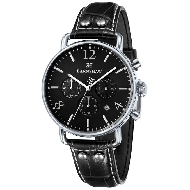 Men's 40 Hour Field Watches-Thomas Earnshaw Men's Heritage Black Investigator Watch ES-8001-03