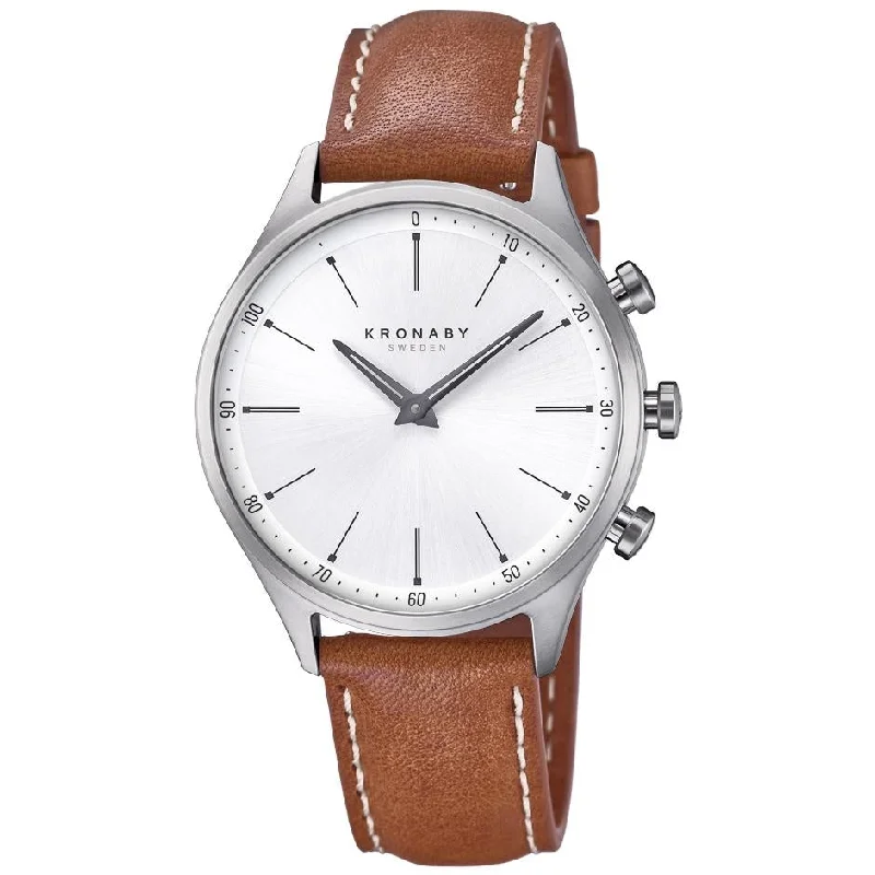 Men's Extra Large Slim Watches-Kronaby S3125/1 Men's Brown S3125/1 Hybrid Smartwatch