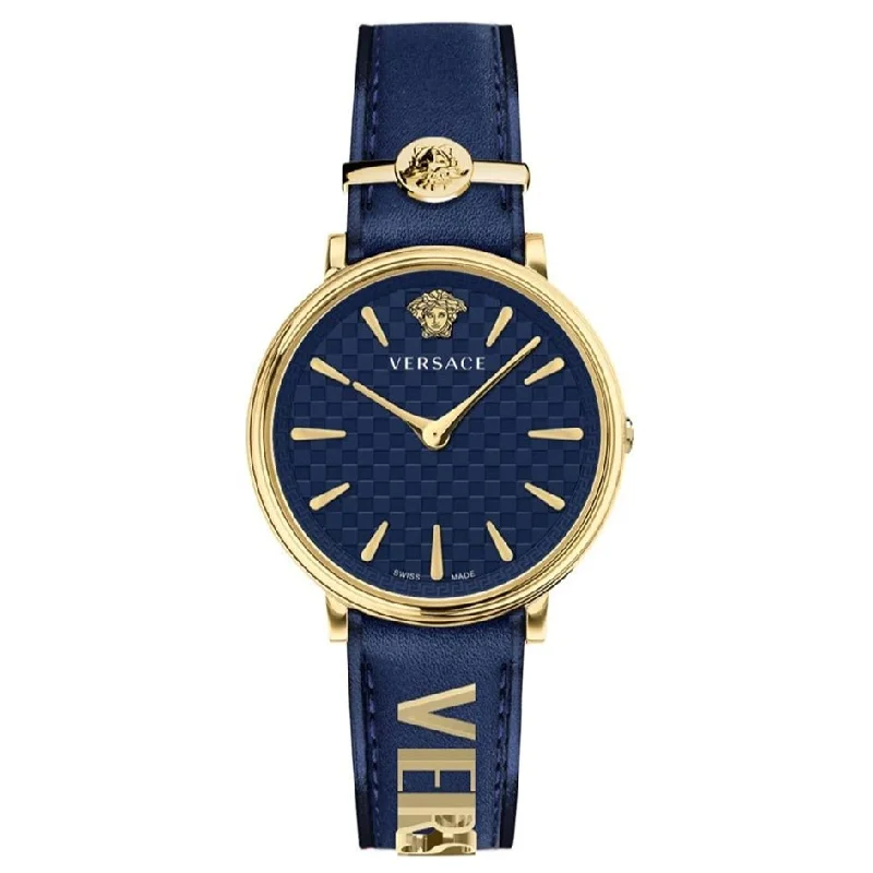 Men's Swiss Watch Quartz Movement Edition-Versace Ladies Watch V-Circle 38mm Blue Gold VE8104522