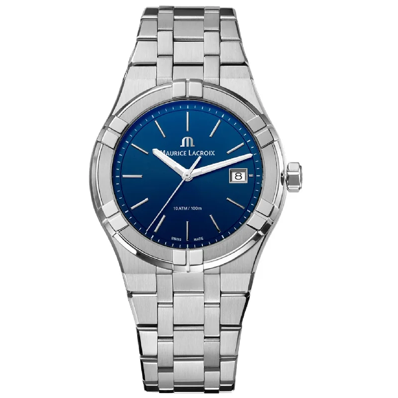 Men's Swiss Watch Formal Event Edition-Maurice Lacroix Men's Blue Aikon Quartz Watch AI1108-SS002-430-1