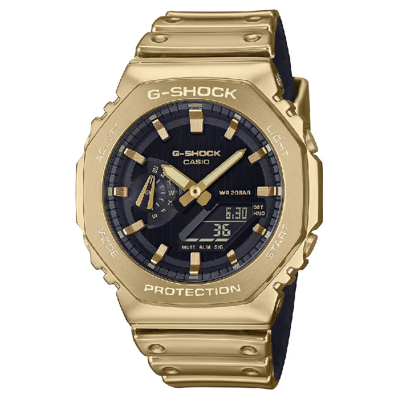 Men's Retro Style Men's Sports Watches-Orologio G-Shock in resina e acciaio dorato GM-2100YMG-9AER