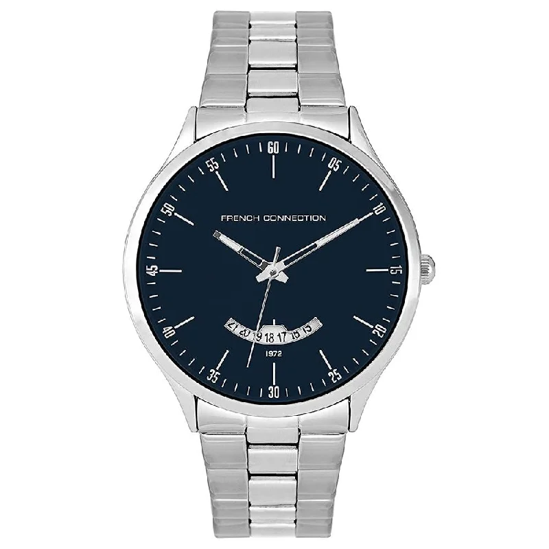 Men's Round Case Style Dress Watches-French Connection FC143SM Men's Original Silver Watch