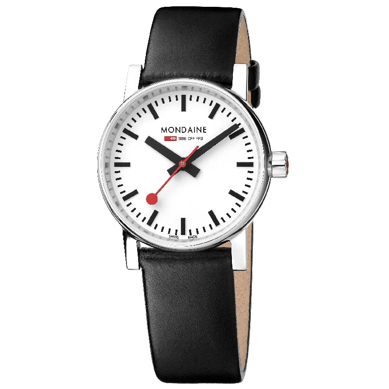 Men's Tonneau Case Style Dress Watches-Mondaine Evo2 Ladies White Watch MSE.30110.LBV