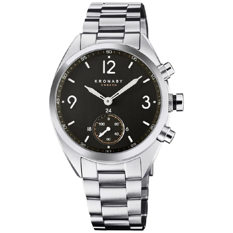 Men's Field Watches Office Wear Edition-Kronaby S3113/1 Men's Black Apex Hybrid Smartwatch Men's Field Watches Office Wear Edition-Kronaby S3113/1 Men's Black Apex Hybrid Smartwatch