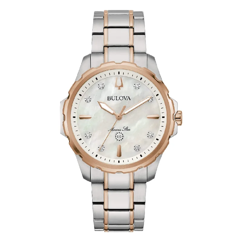 Women's Round Case Design Mechanical Watches-Orologio Bulova donna 98P228 Marine Star madreperla e brillanti Women's Round Case Design Mechanical Watches-Orologio Bulova donna 98P228 Marine Star madreperla e brillanti