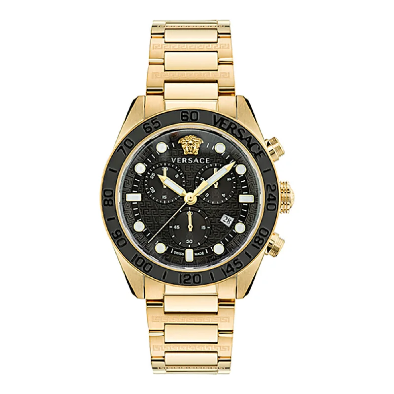 Men's Swiss Eco-Drive Edition-Versace Greca Dome Men's Gold Watch VE6K00523
