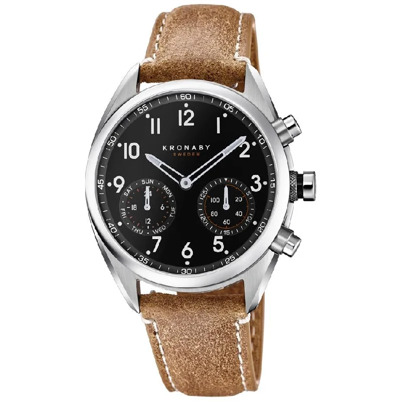 Men's Field Watches Party Wear Edition-Kronaby S3112/1 Men's Brown Apex Hybrid Smartwatch