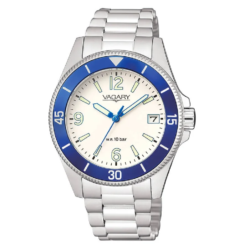 Women's Retro Design Mechanical Watches-Orologio Vagary unisex VD5-210-11 bianco bracciale president