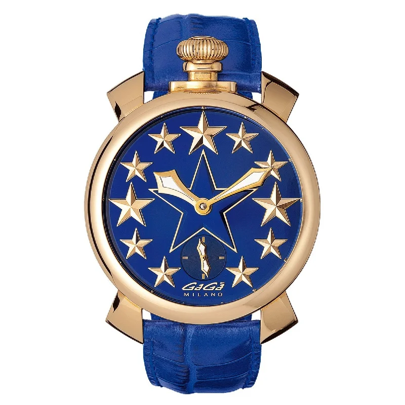 Men's Swiss Smart Edition-GaGà Milano Watch Manuale 48MM Stars Rose Gold Blue