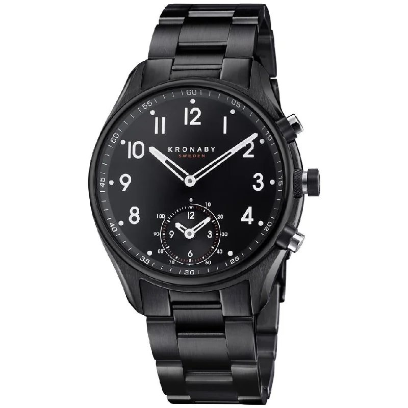 Men's Field Watches Night Out Edition-Kronaby S0731/1 Men's Black Apex Hybrid Smartwatch