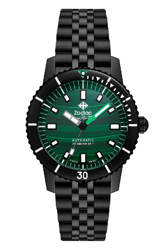 Men's Designer Dress Watches-Zodiac 'Stone Wolf' Compression Malachite ZO9314